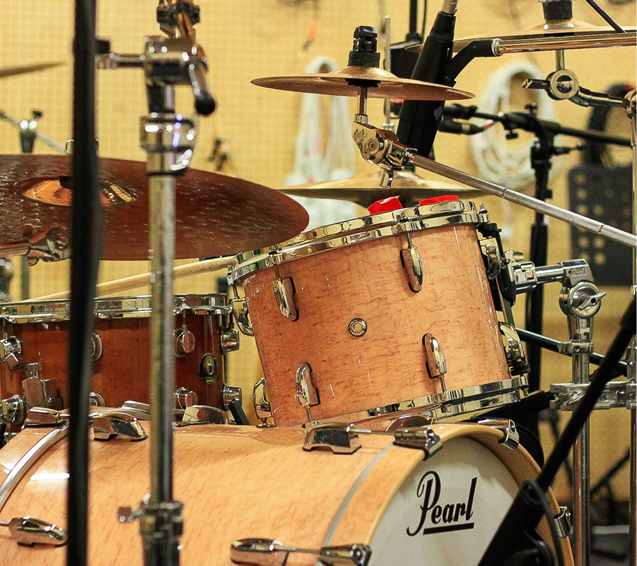 A drum set in a music studio of Fairbridge Village