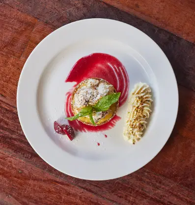 Beautifully plated food awaits at the table during the winter season at Fairbridge Village